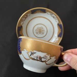 X2 Mottahedeh Vista Alegre Golden Butterfly Nelson Rockefeller Cup & Saucer